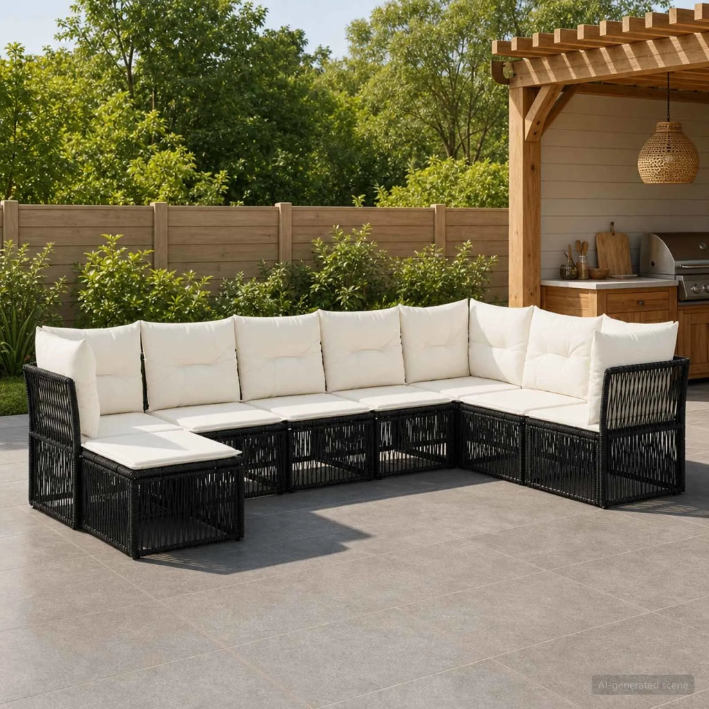 Set Divano da Giardino 8 pz Nero polyrattan 3434314