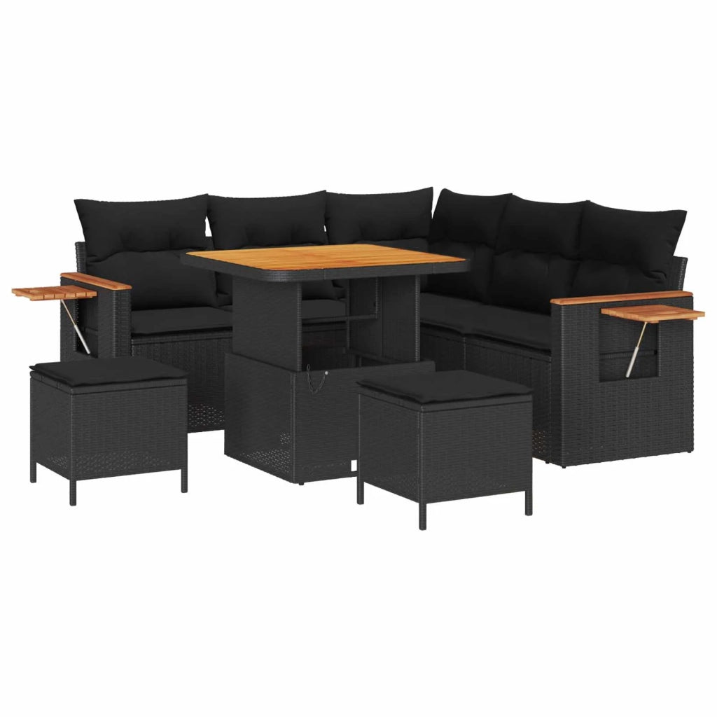 Set Divano da Giardino con cuscino 8 pcs Nero 3363169
