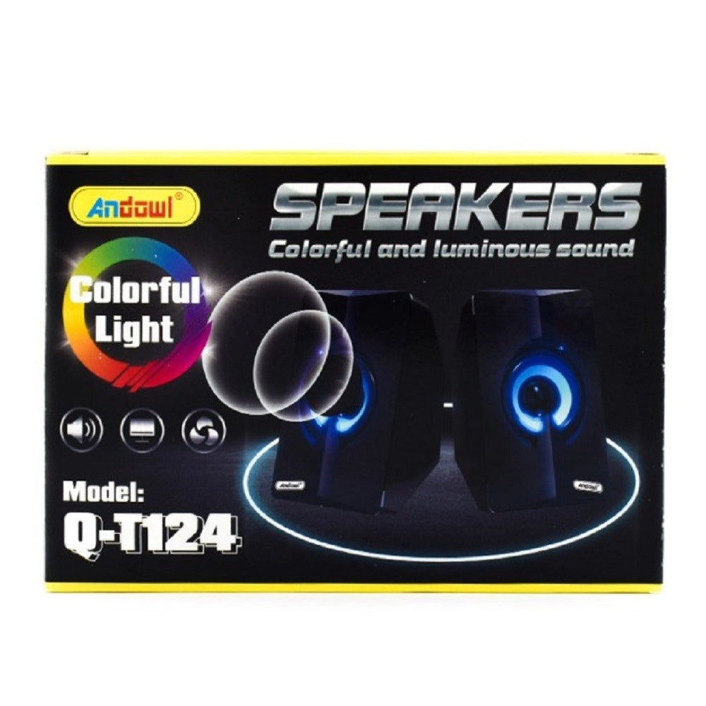 Trade Shop - Set Mini Altoparlanti Speakers Per Basso Per Computer Luci Led Colorate Q-t124 -