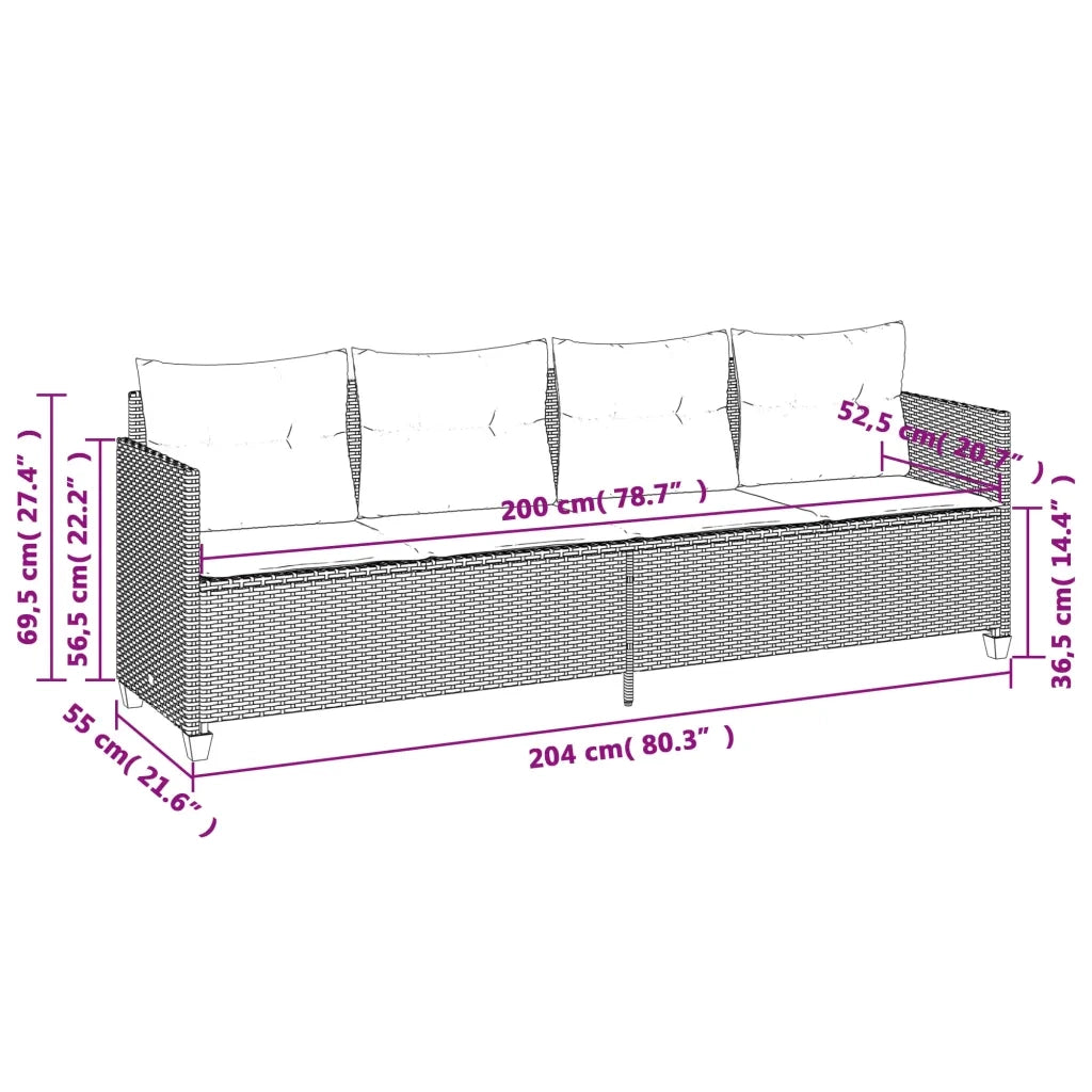 Set Divano da Giardino 5 pz con Cuscini Beige in Polyrattan 3261524