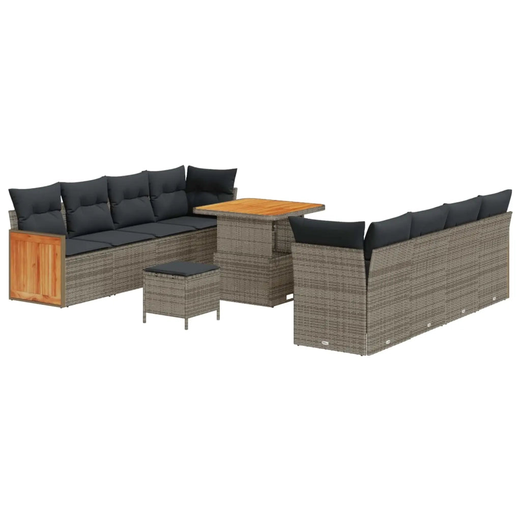 Set Divano da Giardino con cuscino 11 pcs Grigio 3363148