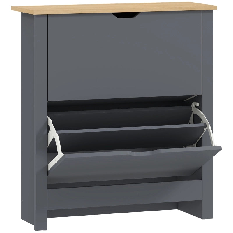 Scarpiera con 2 cassetti a ribalta fino a 12 paia di scarpe in pannello truciolare grigio scuro 72 × 26 × 80 cm