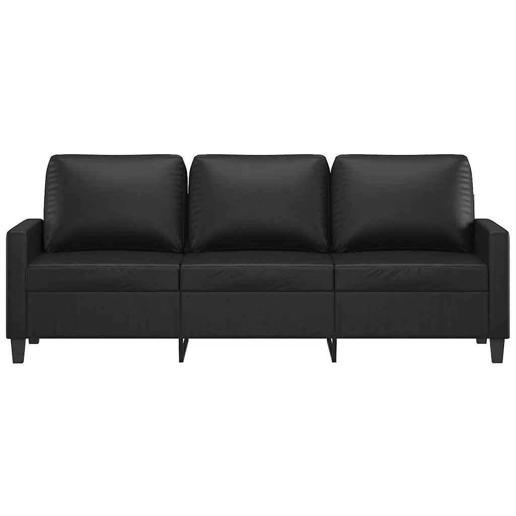 Divano a 3 Posti-Sofa 3 Posti Nero 180 cm in Similpelle 280213