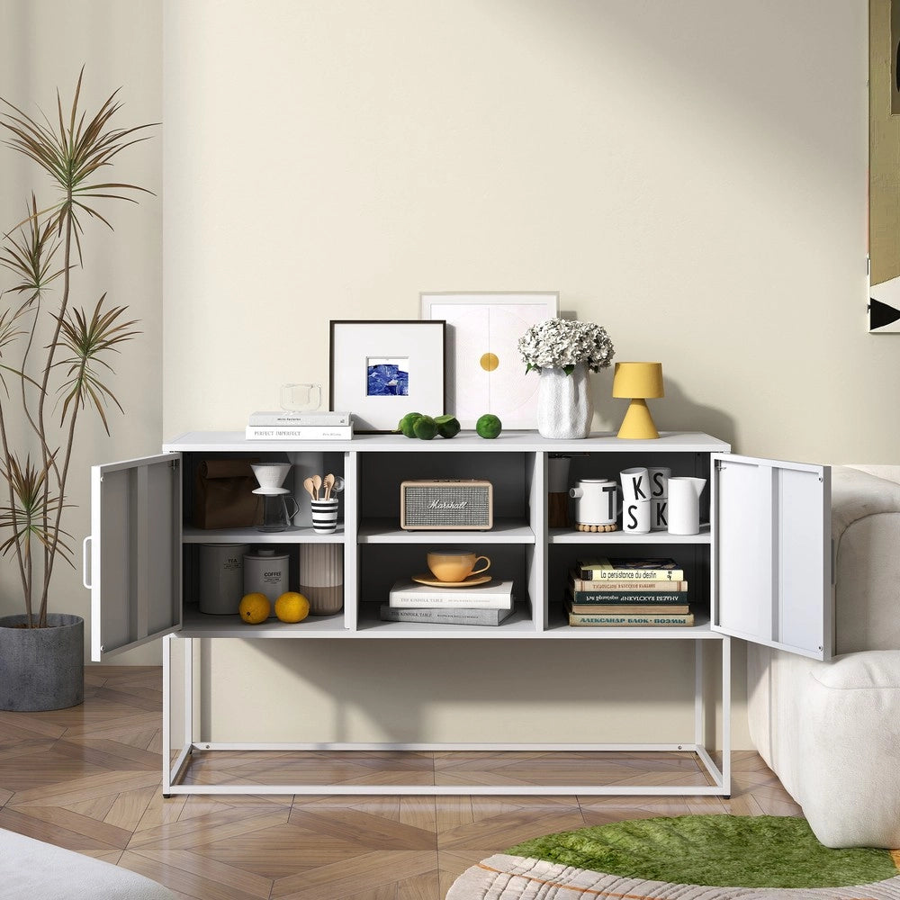 Credenza Buffet con Ante e Ripiani ¨C MINIMAL ¨C Bianco, Metallo, 120x75x40 cm