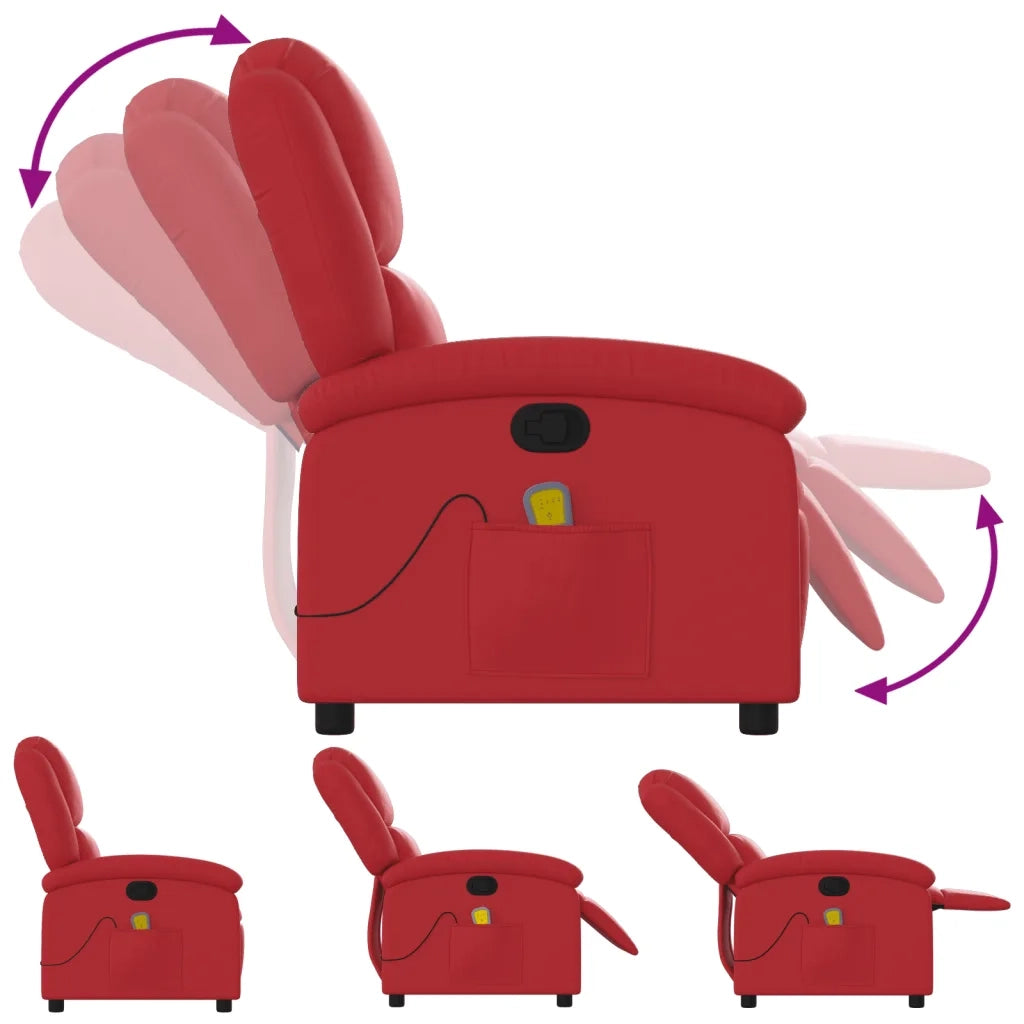 Poltrona Massaggiante | Sedia Relax Reclinabile Rossa in Similpelle