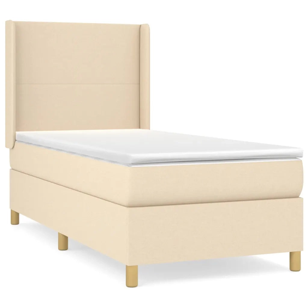 Giroletto a Molle con Materasso-Struttura Letto Crema 90x190 cm in Tessuto 648357