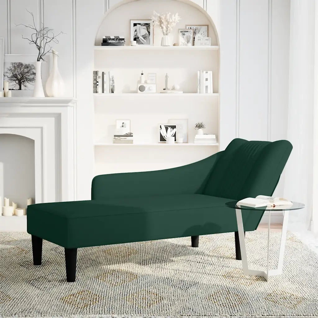 Sdraio con Bracciolo Destro in Velluto Verde Scuro 4009794