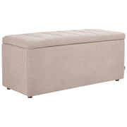 Ottomana Beige 100 x 42 x 40 cm in tessuto poliestere Poggiapiedi imbottito Soggiorno Stile Moderno