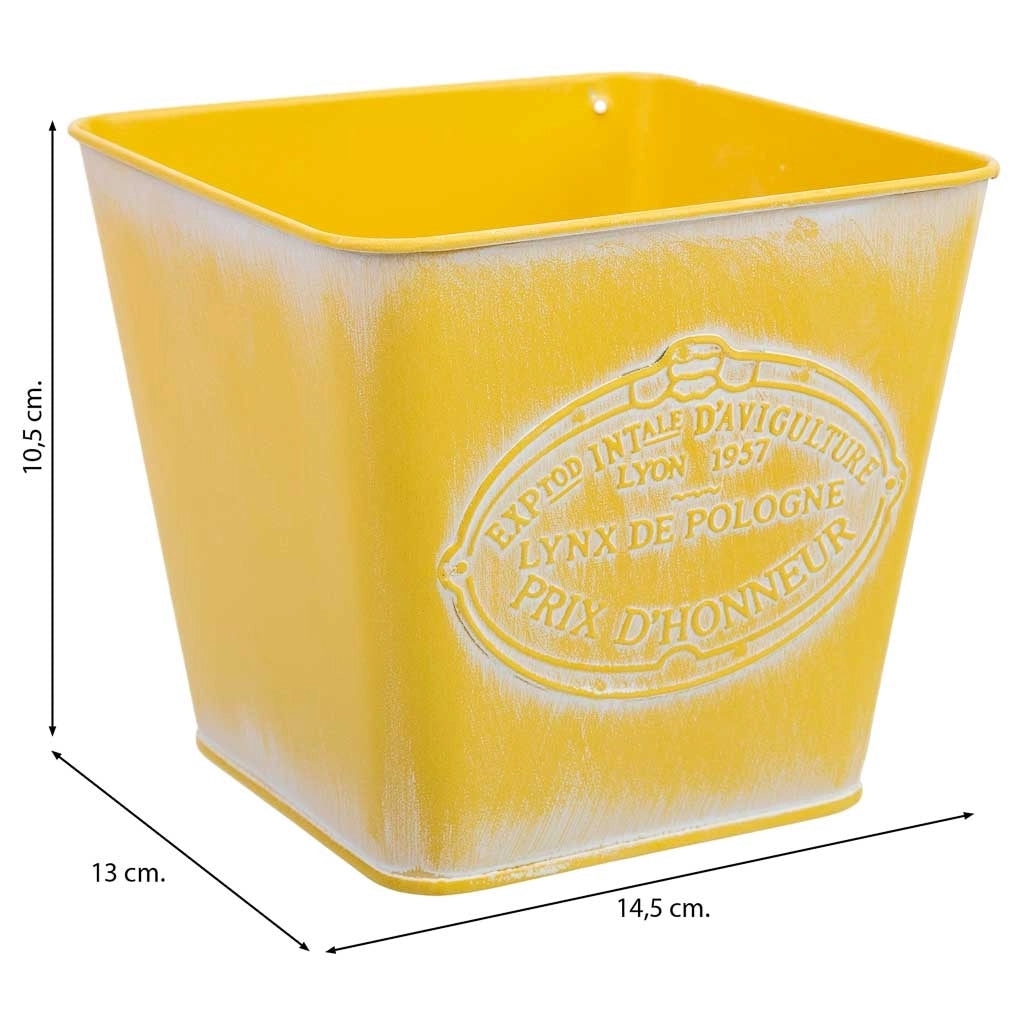 Cestino giallo in metallo 14,5x13x10,5
