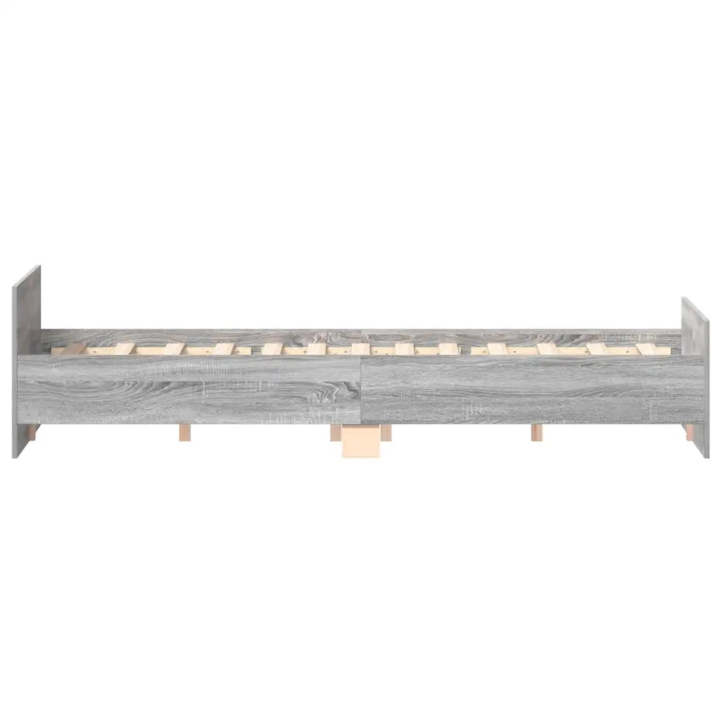 Giroletto con Testiera e Pediera-Struttura Letto Grigio Sonoma 135x190 cm