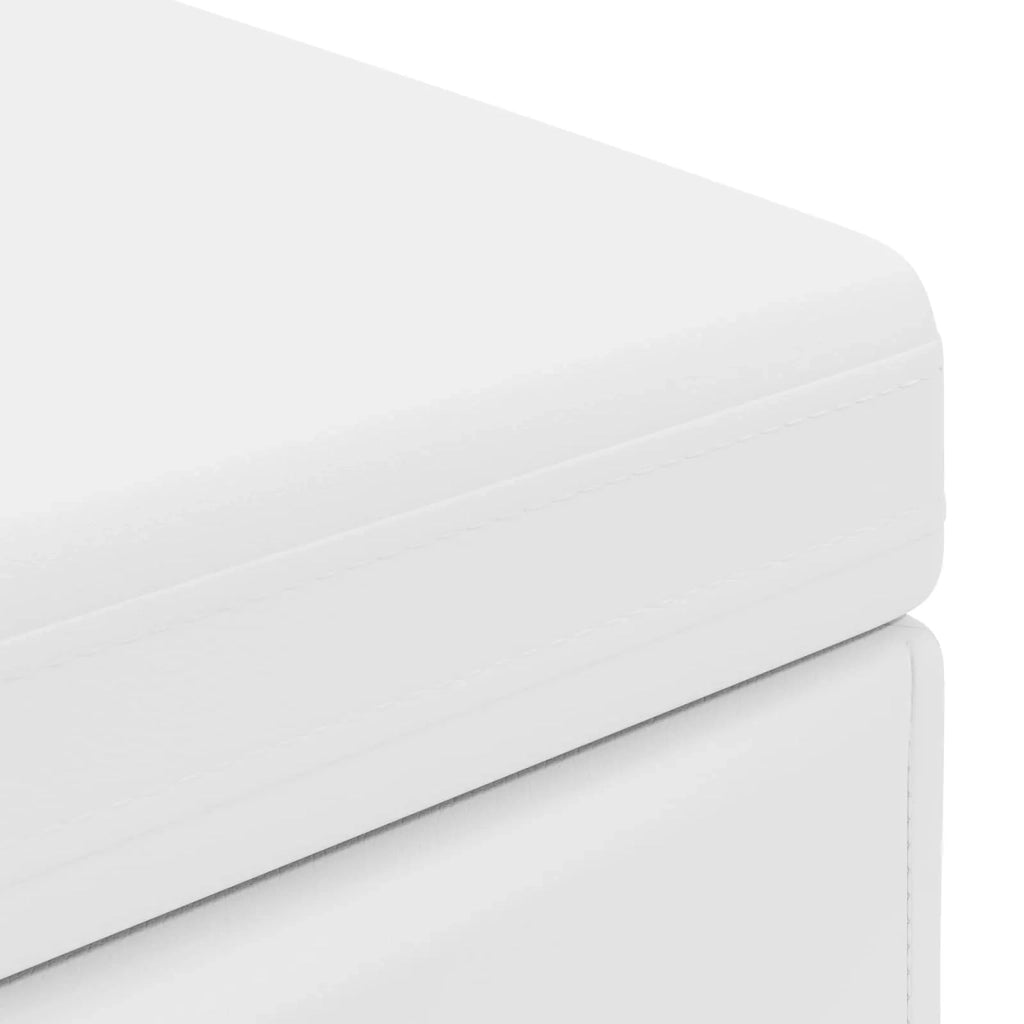 Pouf Bianco Pelle Sintetica e Legno Ingegnerizzato 876757