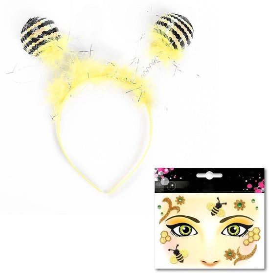 Accessori per costume da ape - Fascia per testa - Adesivo per viso - Accessori per costume da ape - Accessori per costume da ape unico - Fazzoletto giallo - Accessori per costume