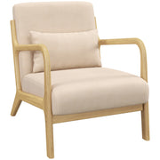 Poltrona lounge ¨C Xylo ¨C tessuto beige con cuscini e braccioli in legno