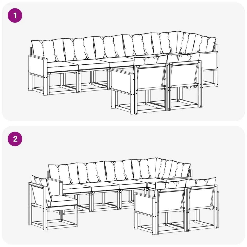 Set di divani da esterno con cuscino 8 pcs Naturale e Beige 3382029