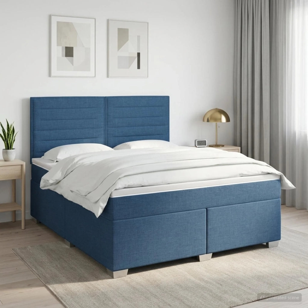 Letto box spring con materasso Blu 180 x 200 cm Tessuto 3453464