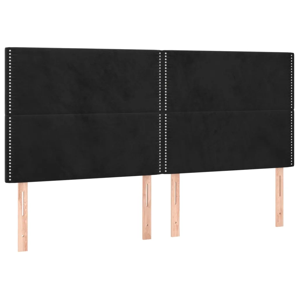 Giroletto a Molle con Materasso Nero 200x200 cm in Velluto