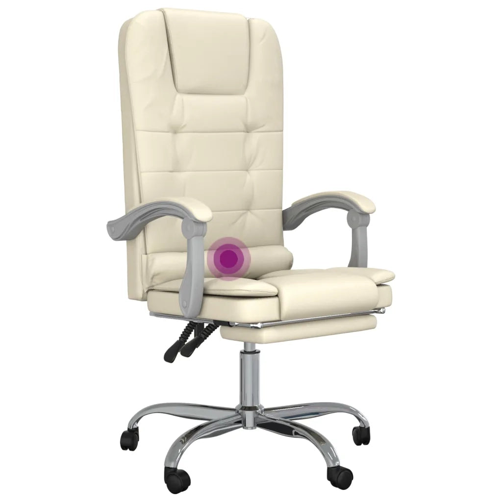 Poltrona da Ufficio Massaggiante Reclinabile Crema Similpelle 349670