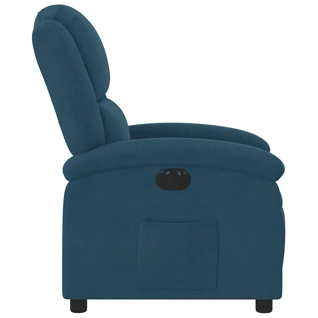 Poltrona | Sedia Relax Reclinabile Elettrica Blu in Velluto