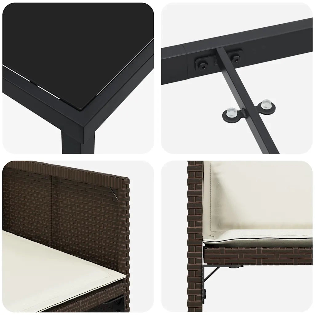 Set da Pranzo per Giardino 5 pcs Marrone polyrattan 3380698