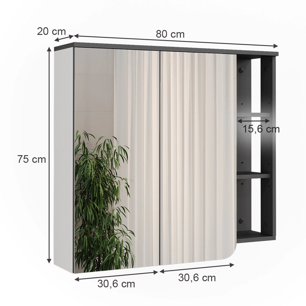 Vicco Mobile a specchio Antracite/bianco 80 x 75 cm