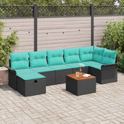 Set Divano da Giardino con cuscino 8 pcs Nero Poly Rattan 3360798