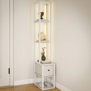 Lampada da Terra Moderna con Ripiani e Cassetto ¨C Minimal ¨C Bianco 30x30x150
