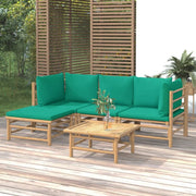 Set Salotto da Giardino 5pz con Cuscini Verdi Bambù 3155146