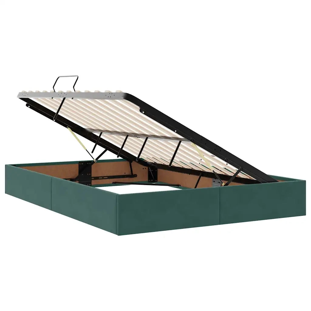 Letto con contenitore e LED Verde Scuro 140 x 200 cm Velluto