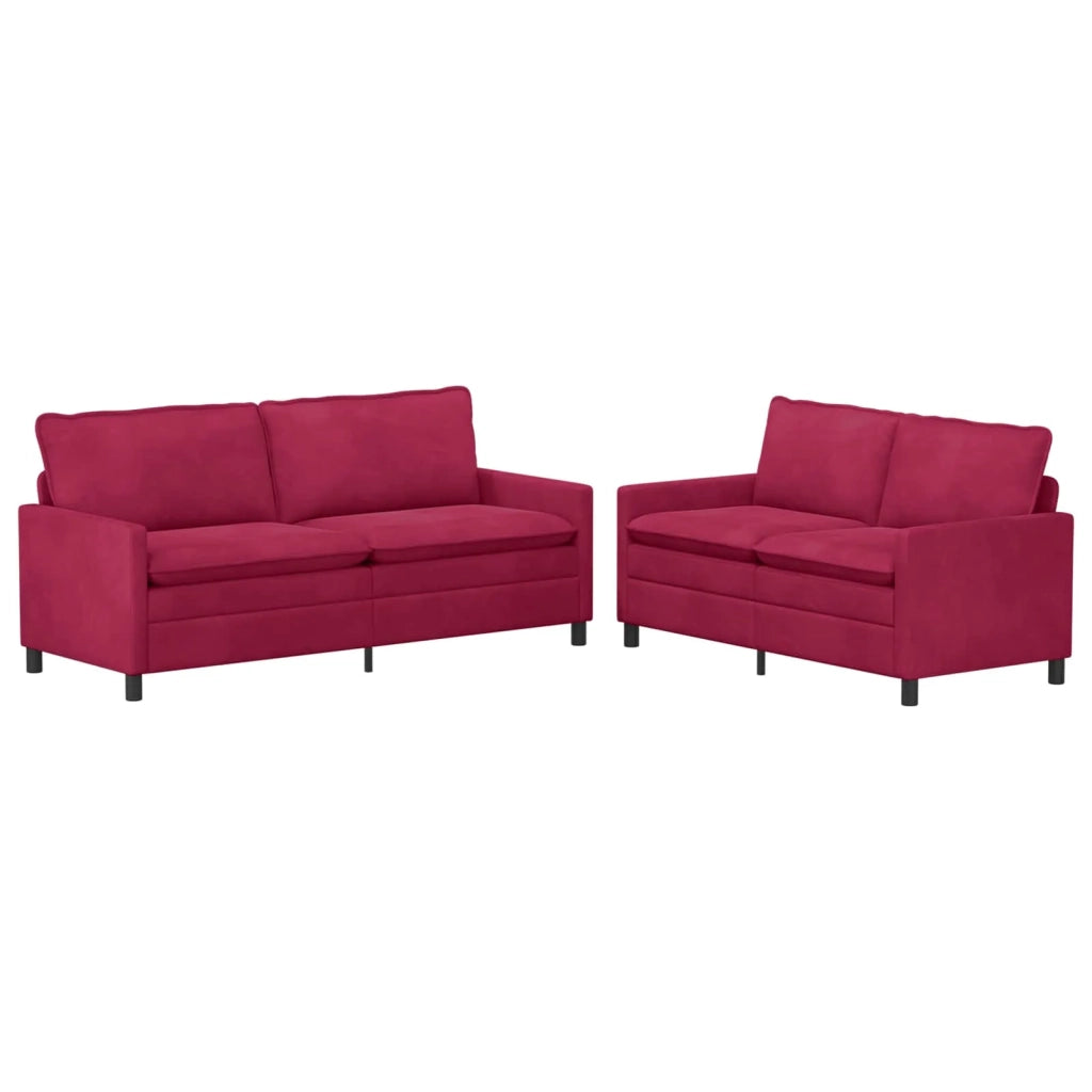 Set di divani 2 pcs Rosso Vino Velluto 3417149