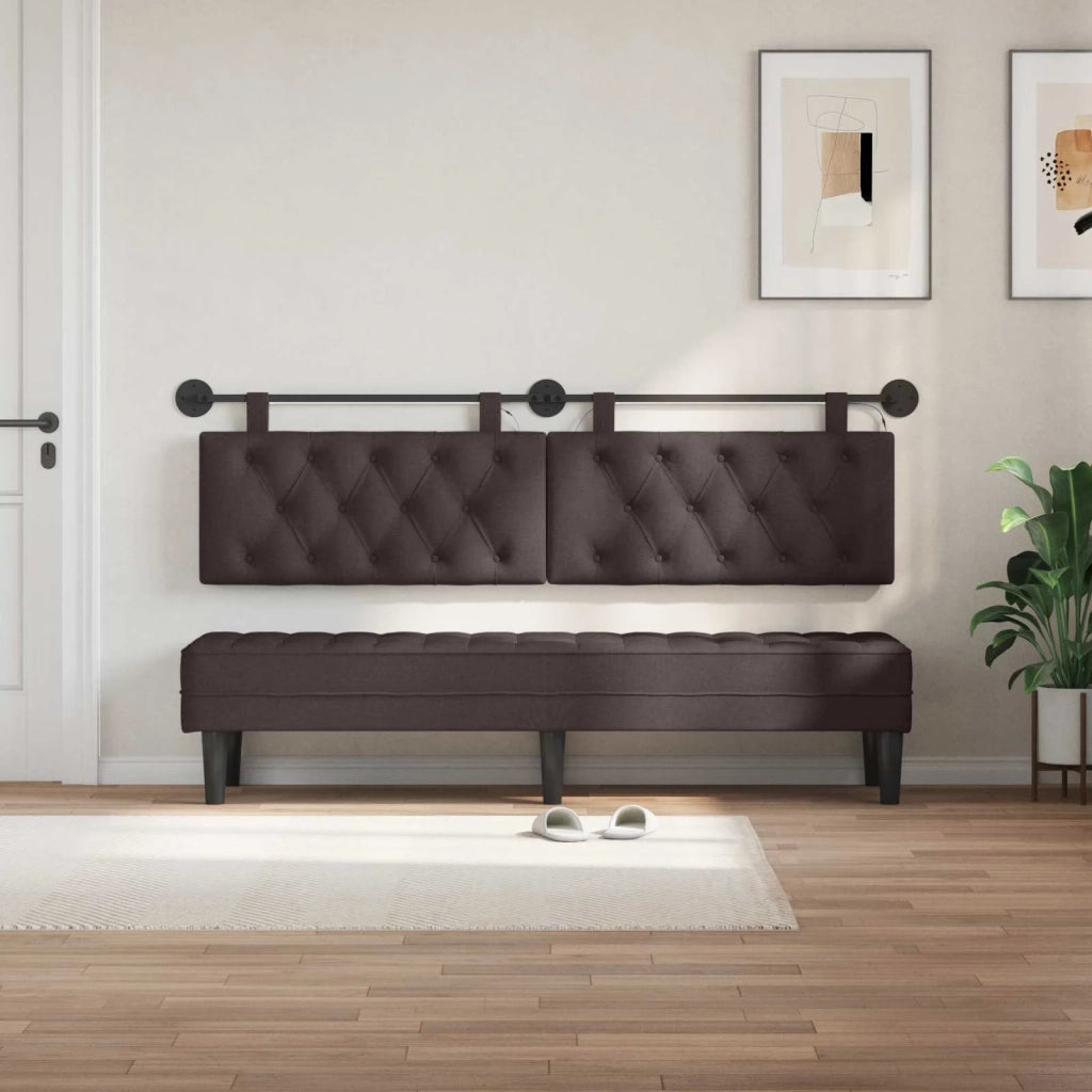 Testiera sospesa Con luce LED Marrone Scuro Tessuto 3424657