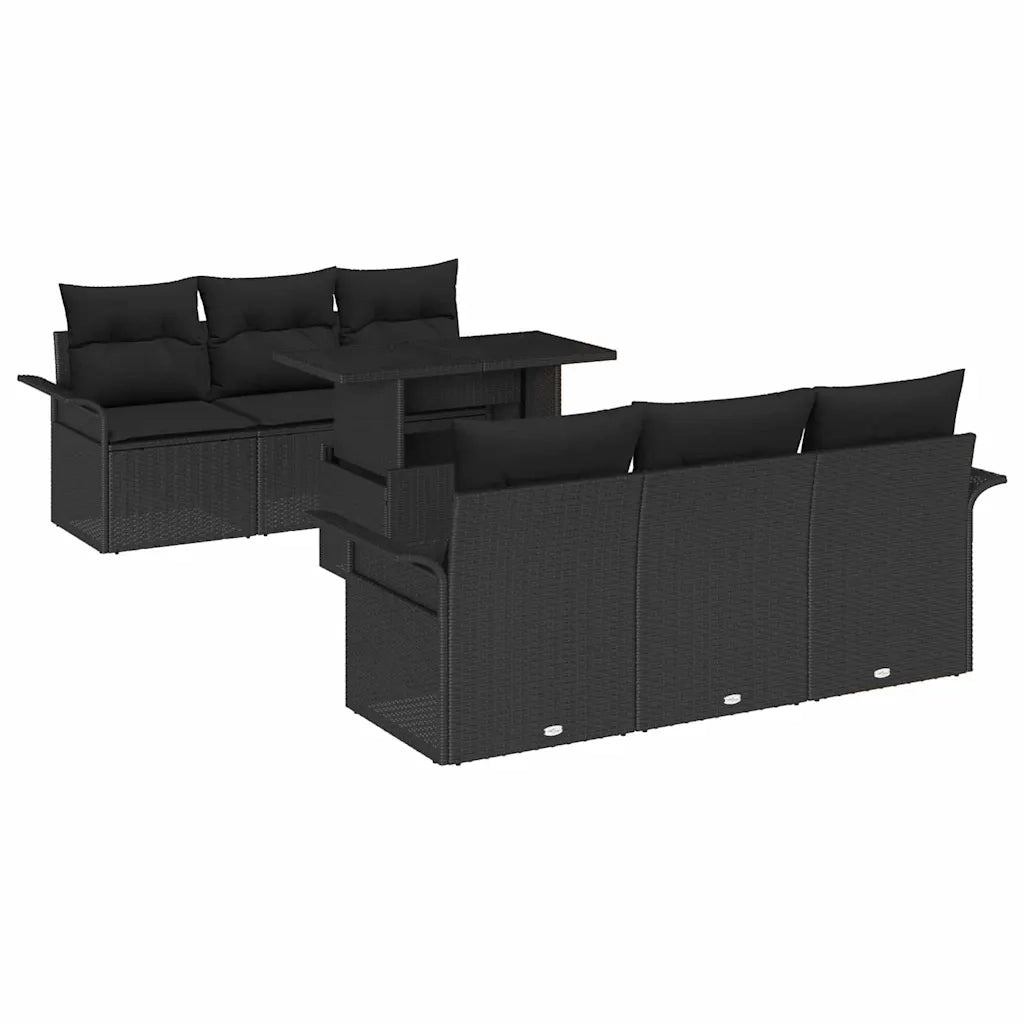 Set Divano da Giardino 7 pcs Nero Rattan in Polipropilene 3356946