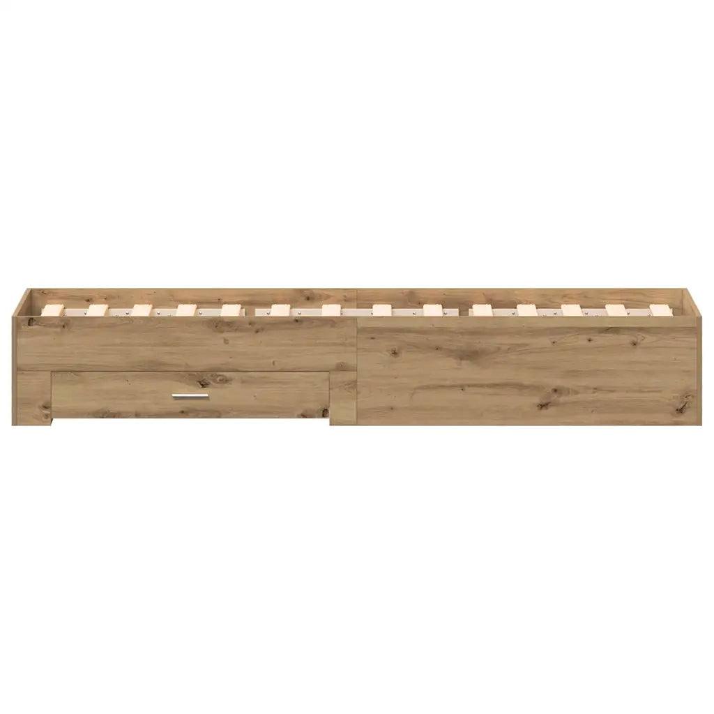 Letto singolo | Letto per adulti | Struttura del letto con cassetto Rovere artigianale 90 x 200 cm