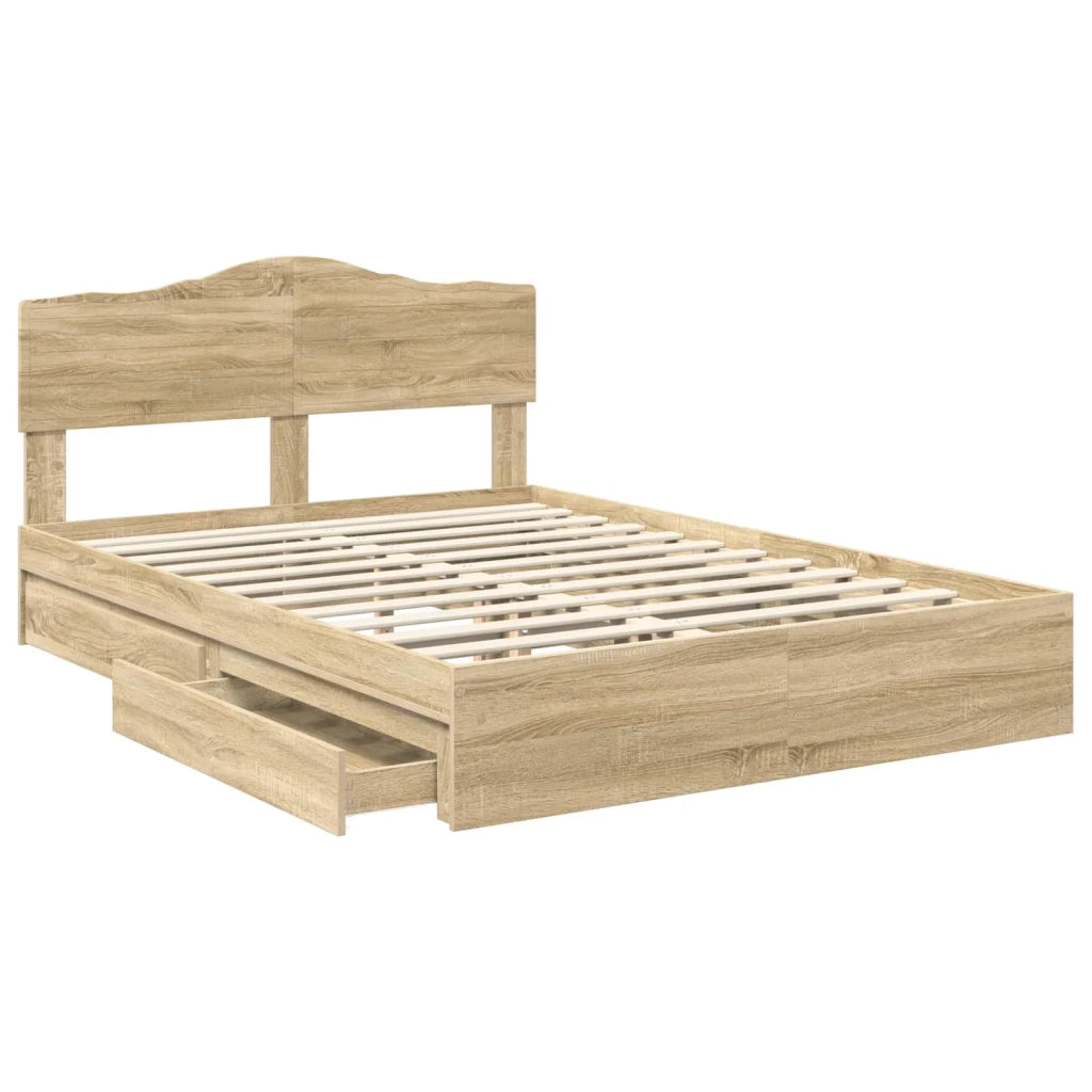 Letto con Contenitore con testiera Rovere Sonoma 140 x 200 cm 3413091