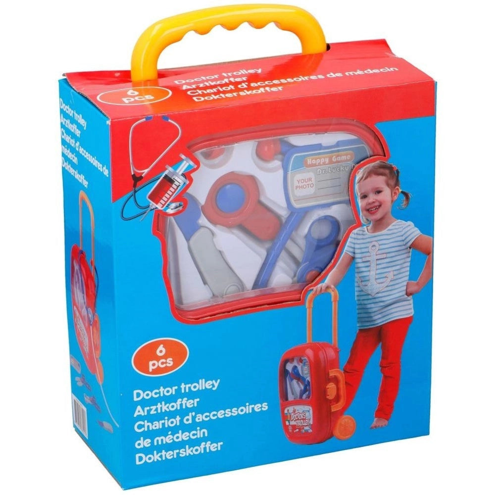 Trade Shop - Valigetta Trolley Dottoressa Giocattolo Bambini Accessori Forbici Stetoscopio -