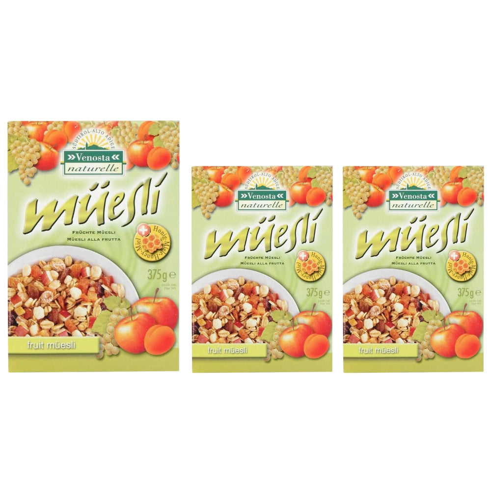Venosta naturelle muesli con frutta e miele 3 confezioni da 375 grammi