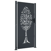 Cancello da giardino antracite 100x175 cm in acciaio con design ad albero CFW6728148