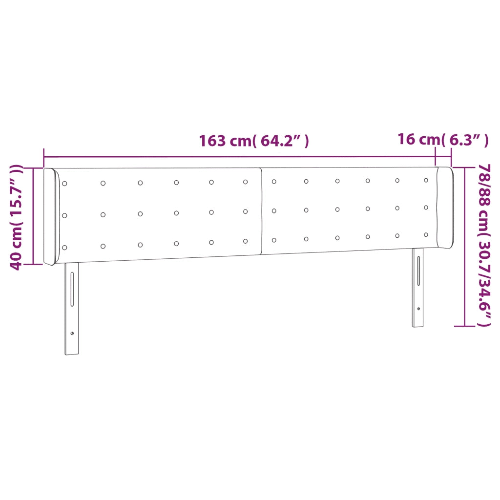 Testiera con LED-Testata Cappuccino a LED 163x16x78/88 cm in Similpelle 384474