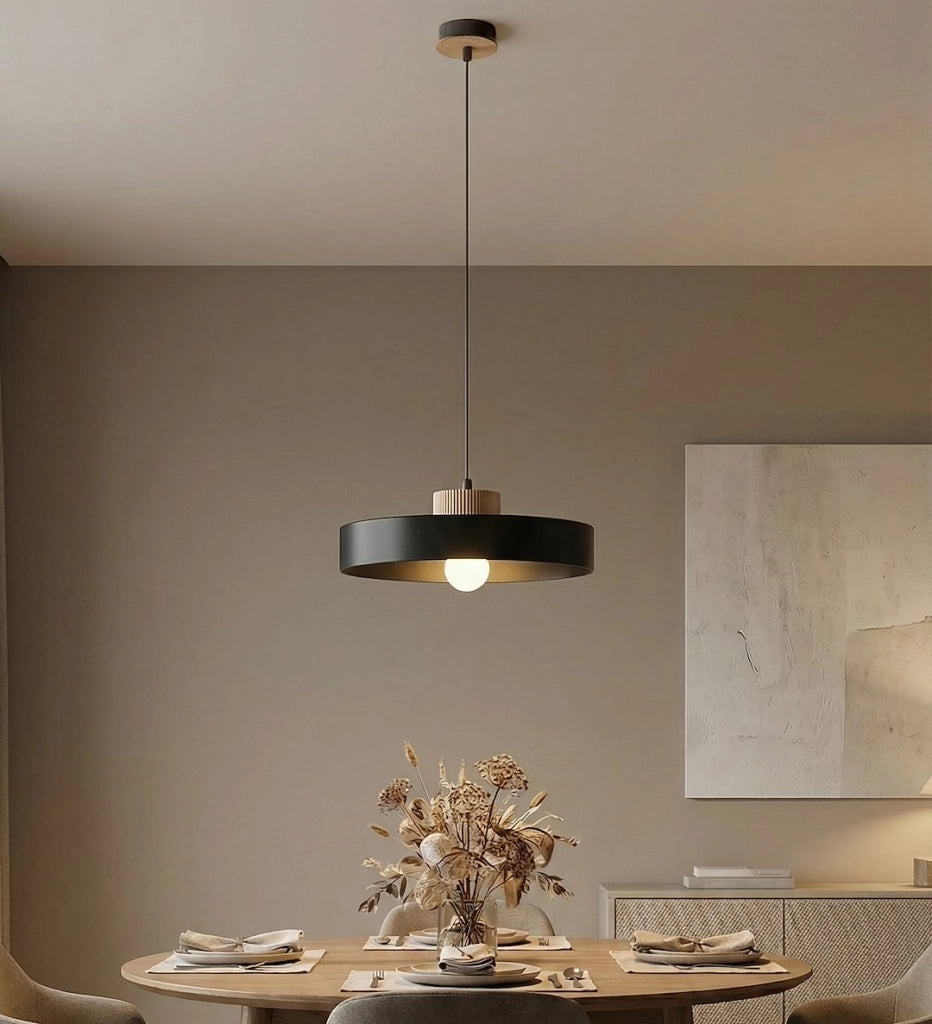 Lampada a sospensione KIVI Japandi nera legno 1xE27 Emibig