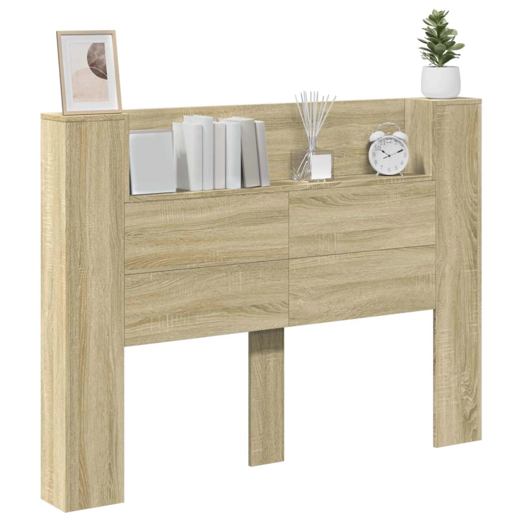 Testiera | Testata con Mobile e LED Sonoma 140 x 16,5 x 103,5 cm