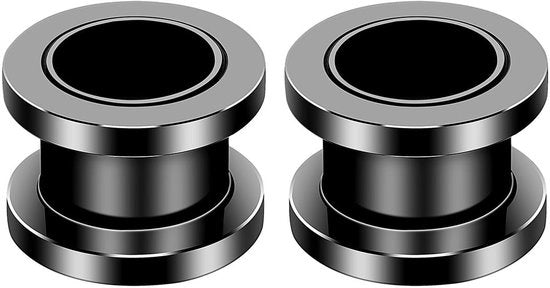 Orecchini a tunnel in acciaio inossidabile 2 pezzi - nero - diametro interno 8 mm - adatti per le feste - garanzia di soddisfazione - orecchini da piercing