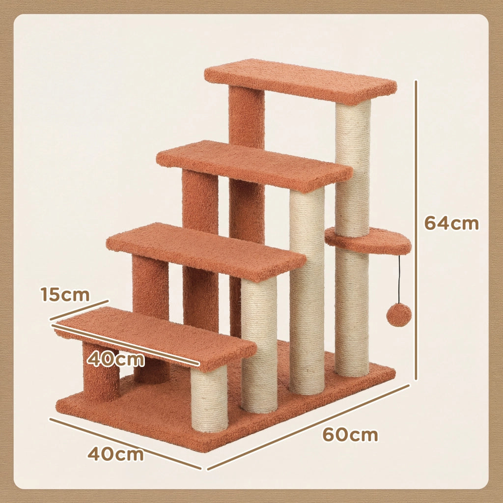 Scaletta per Gatti 4 Livelli ¨C Minimal ¨C 60x40x64 cm Marrone