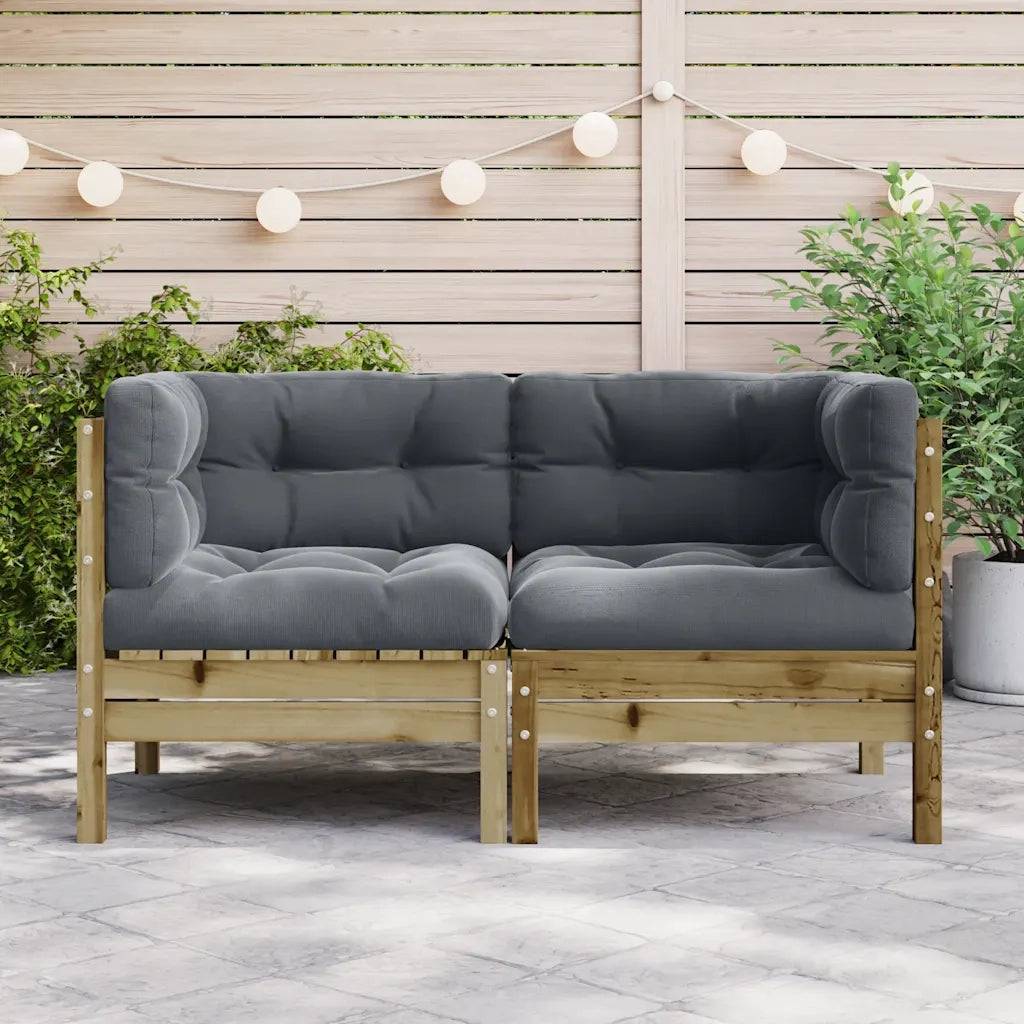 Divani Angolari da Giardino Cuscini 2pz Legno Impregnato Pino