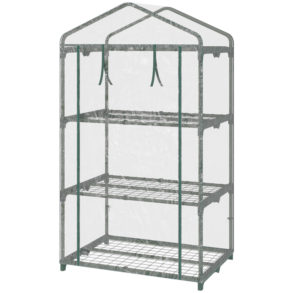 Serra da Giardino 3 Livelli con Ripiani e Porta a Cerniera ¨C Minimal ¨C 69x49x125 cm Trasparente