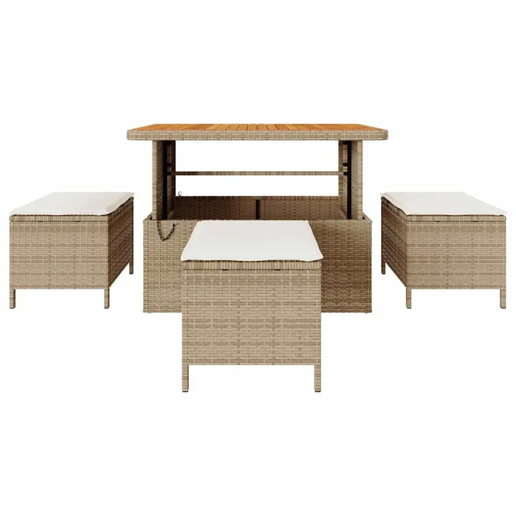 Set da Pranzo per Giardino | Set Salotto da Giardino Beige polyrattan
