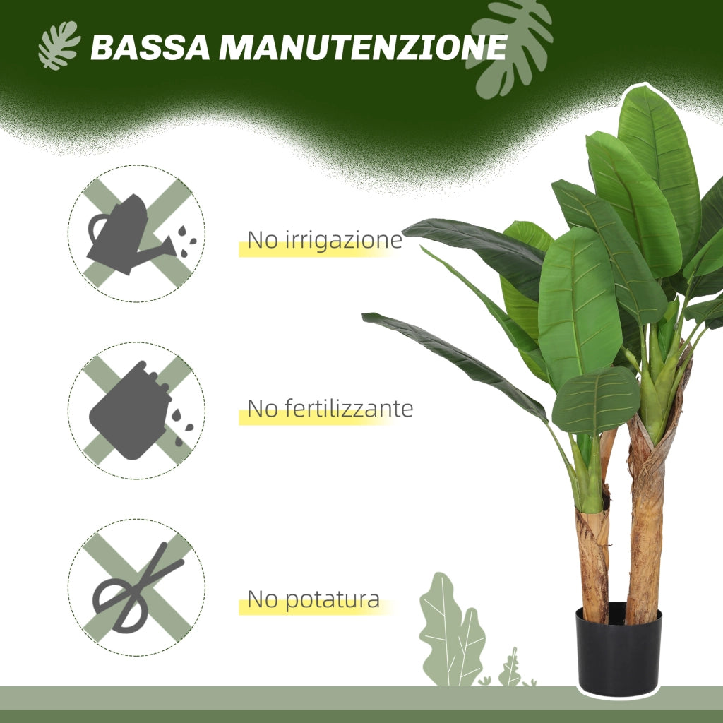 Pianta Artificiale Banano ¨C Minimal ¨C Verde 120 cm con Vaso