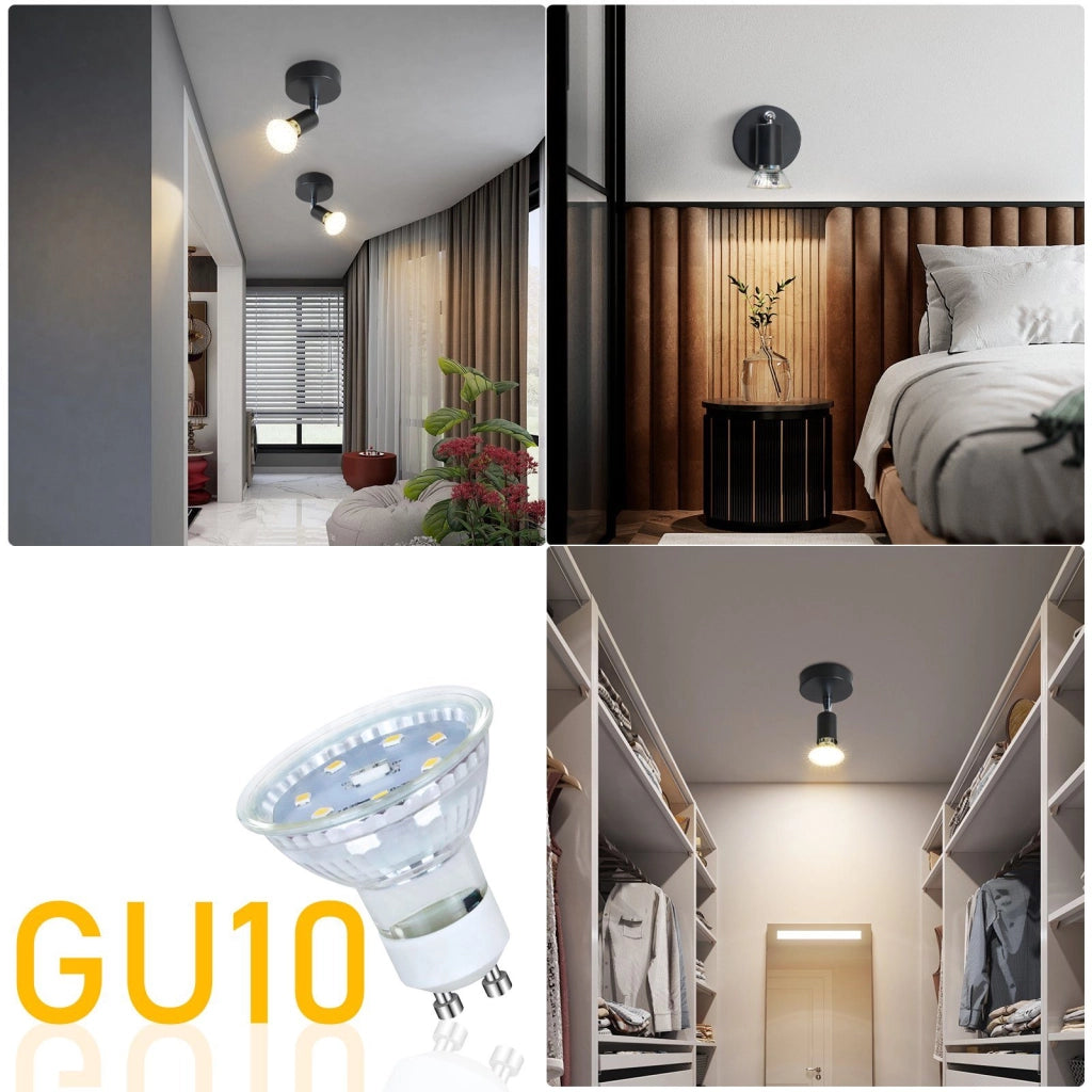 ZMH Faretto da soffitto neri GU10 rotanti 350° paralume metallo tessuto max 40W per interni