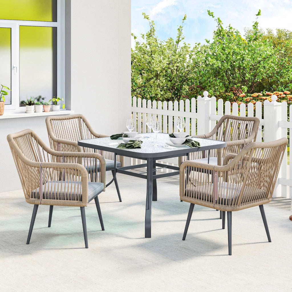 Sedia da giardino in rattan con cuscini e braccioli ¨C Minimal ¨C Grigio 54x65x80 cm