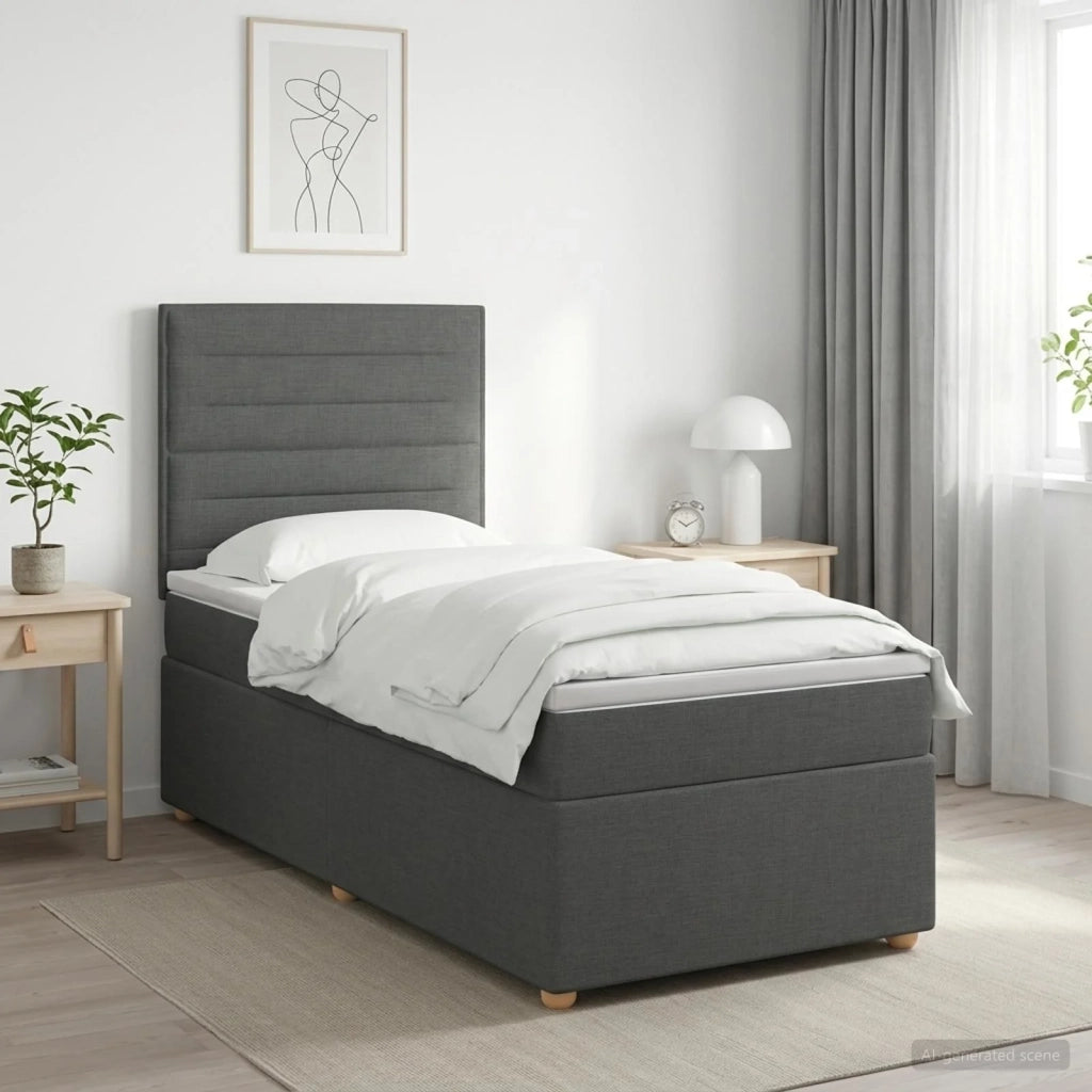Letto box spring con materasso Grigio Scuro 100 x 200 cm 3453810
