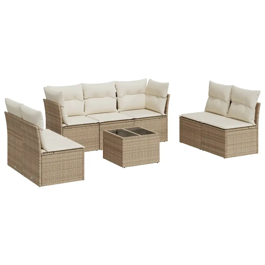 Set Divano da Giardino 8 pz con Cuscini Beige in Polyrattan 3217418