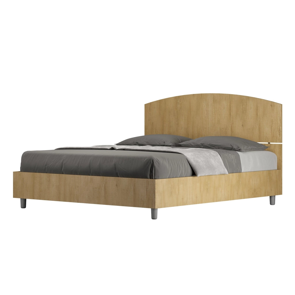 Letto Matrimoniale 160x190 cm con Rete e Contenitore Dora Quercia